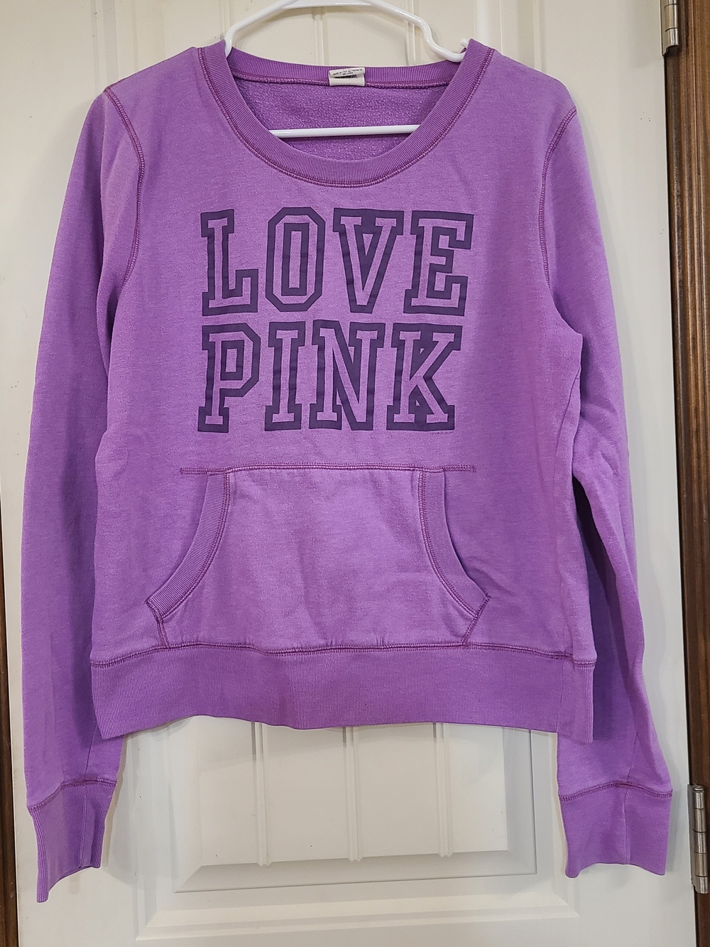 PINK Victoria's Secret Lavender Crewneck Sweatshirt - LOVE PINK- Size L